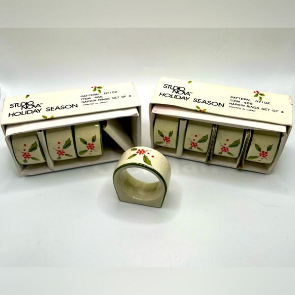 NWT Vintage napkin rings by Studio Nova, 2 sets of 4 - Picture 1 of 7